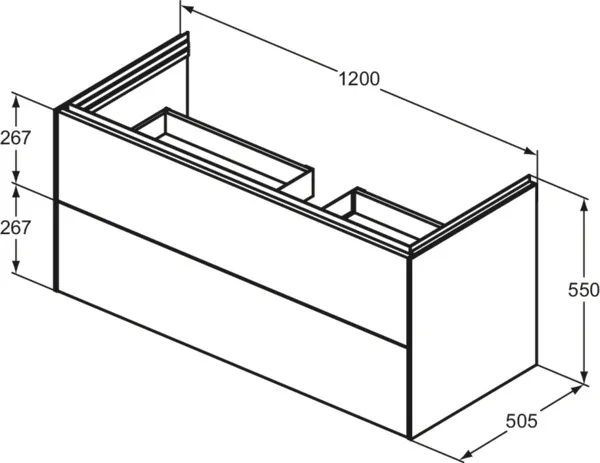 Ideal Standard Waschtischunterschrank „Conca“ 120 × 55,5 × 50,5 cm Eiche geflammt Furnier