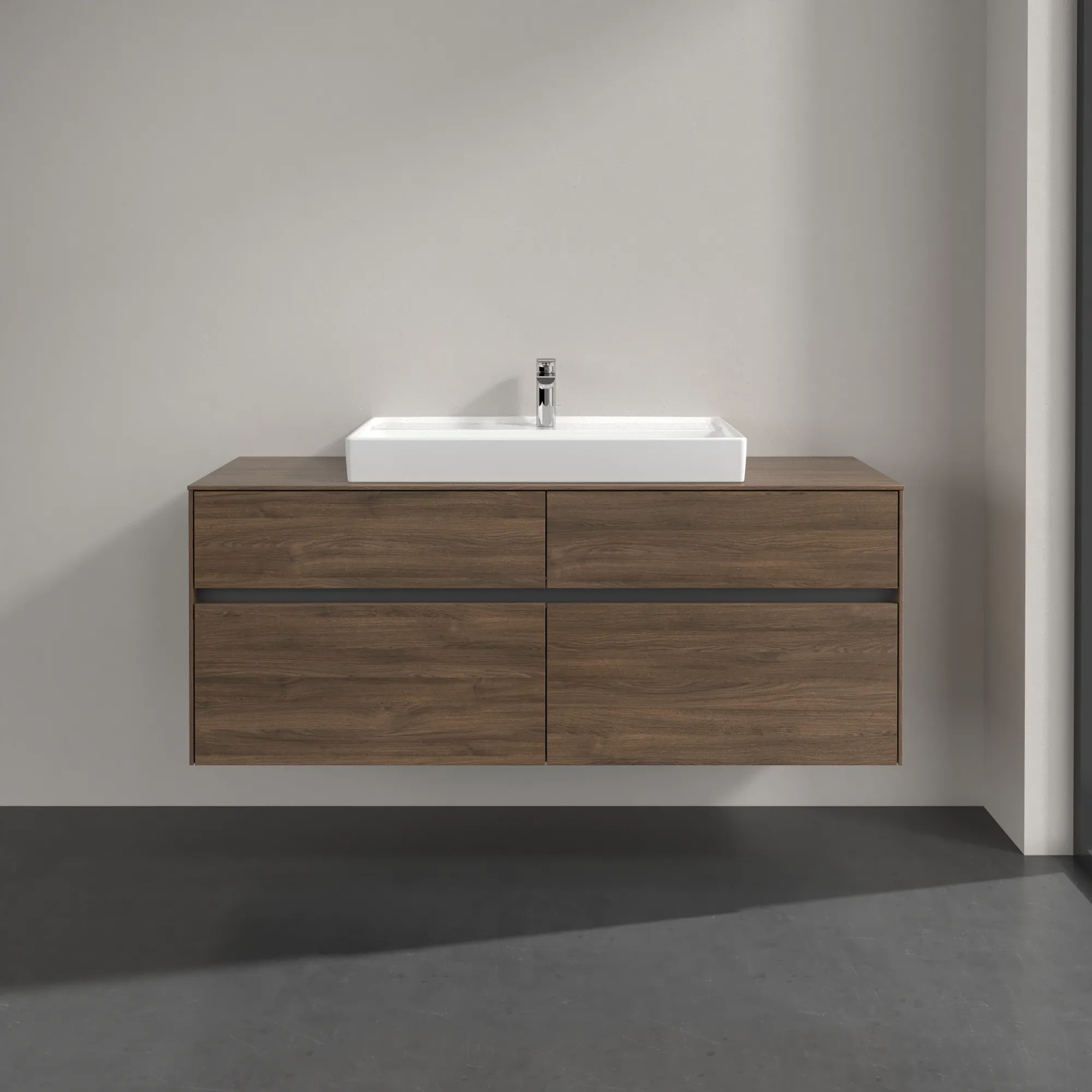 Villeroy & Boch Waschbeckenunterschrank Collaro Arizona Oak, 1400 x 500 mm, Höhe 548 mm, 4 Auszüge mit SoftClosing, mittige Wanneneinbauposition Villeroy & Boch Waschbeckenunterschrank Collaro Arizona Oak, 1400 x 500 mm, Höhe 548 mm, 4 Auszüge mit SoftClosing, mittige Wanneneinbauposition