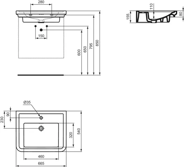 Ideal Standard Waschbecken „Calla“, Hahnlochposition mittig Ideal Standard Waschbecken „Calla“, Hahnlochposition mittig