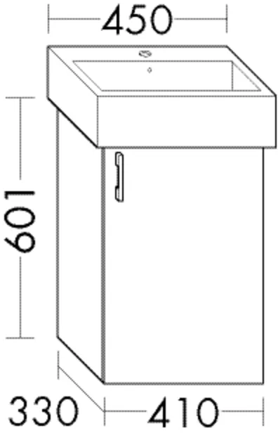 Waschtischunterschrank Sys30 PG1 Aqua von burgbad – 410 mm breit, 330 mm tief, 601 mm hoch, 1 Tür