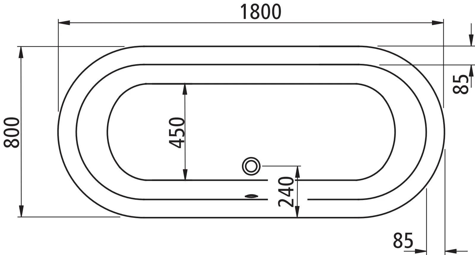 Kermi Duschdesign Freistehende Badewanne LIVORO VL1, weiß, 1800 x 800 mm, Höhe 575 mm Kermi Duschdesign Freistehende Badewanne LIVORO VL1, weiß, 1800 x 800 mm, Höhe 575 mm