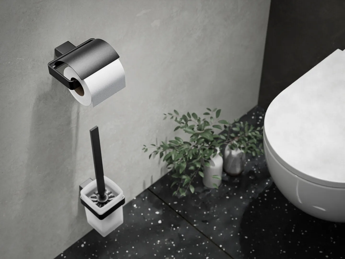 loft BürstengarniturGlasteil satiniert, schwarz/chrom loft BürstengarniturGlasteil satiniert, schwarz/chrom