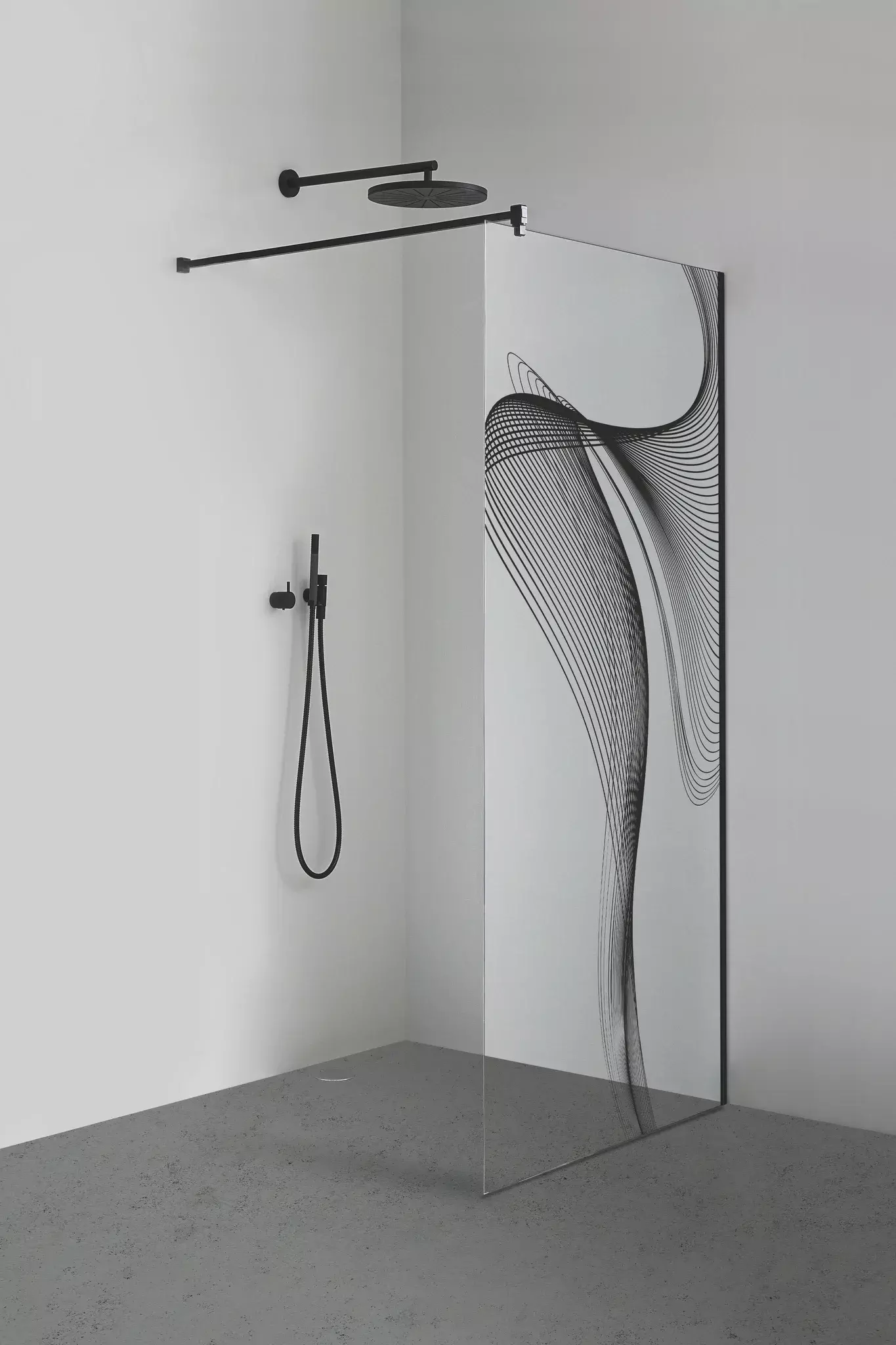 Sprinz Walk-In-Duschkabine Black Curve „Inloop Black“ B: 1000 mm H: 2100 mm T: 8 mm