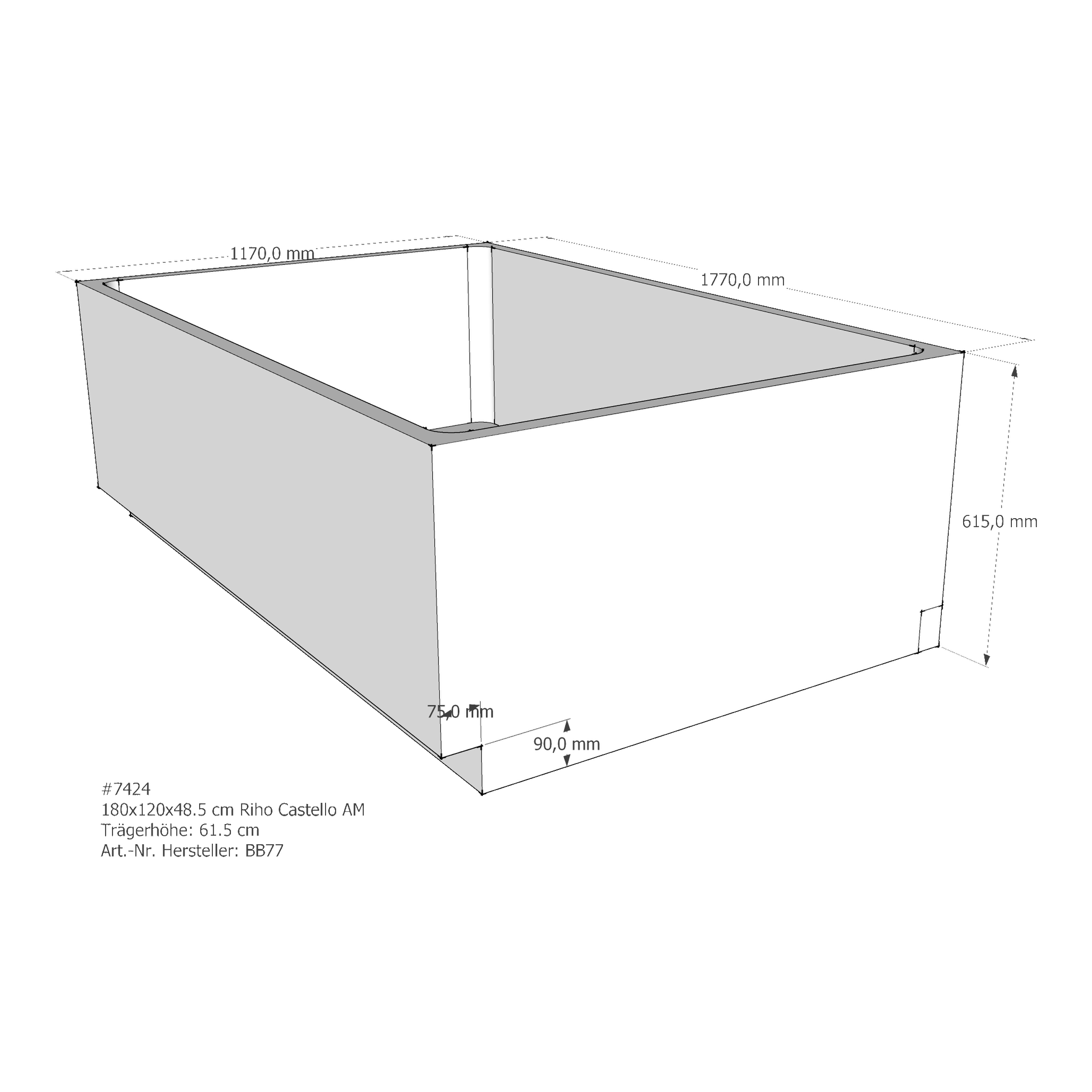Badewannenträger für Riho 180 × 120 × 48,5 cm Badewannenträger für Riho 180 × 120 × 48,5 cm