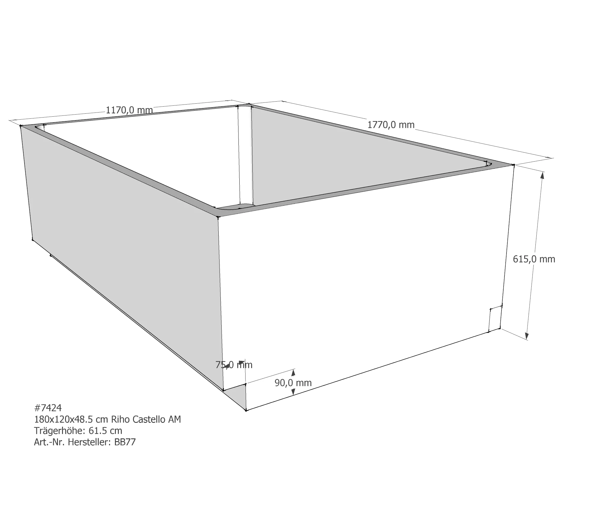 Badewannenträger für Riho 180 × 120 × 48,5 cm Badewannenträger für Riho 180 × 120 × 48,5 cm