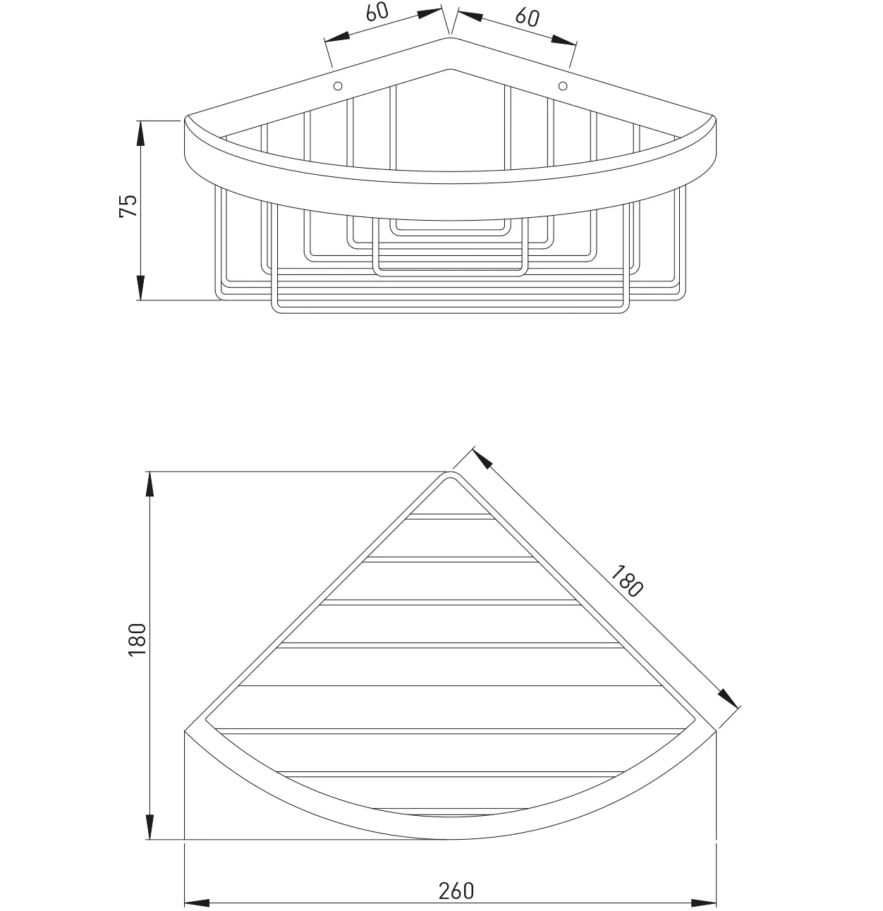 ASW Eckschwammkorb chrom geschlossen 260x180 mm