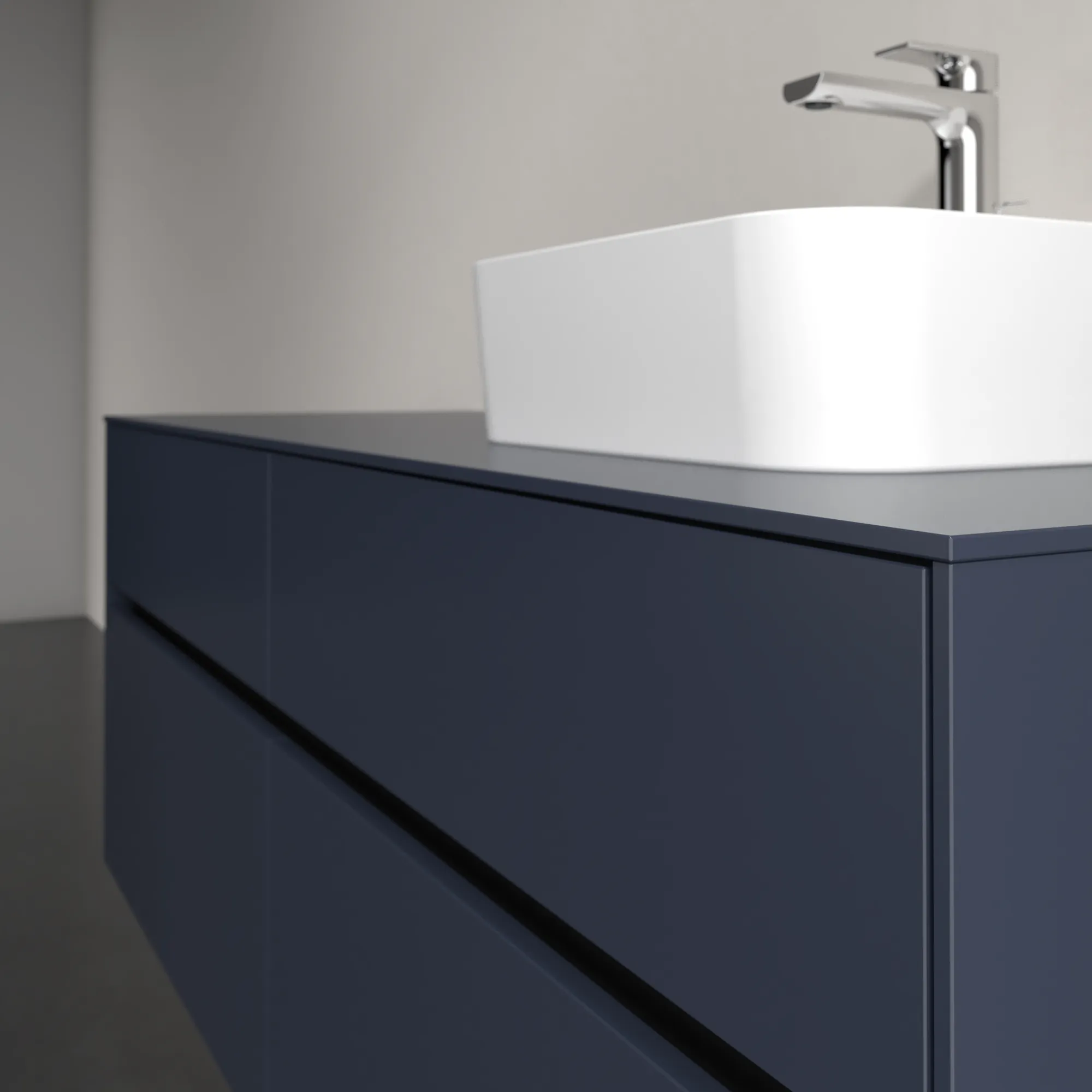 Villeroy & Boch Waschtischunterschrank „Collaro“ 1400 × 548 × 500 mm Marine Blue, ohne Beleuchtung, für Becken rechts Villeroy & Boch Waschtischunterschrank „Collaro“ 1400 × 548 × 500 mm Marine Blue, ohne Beleuchtung, für Becken rechts