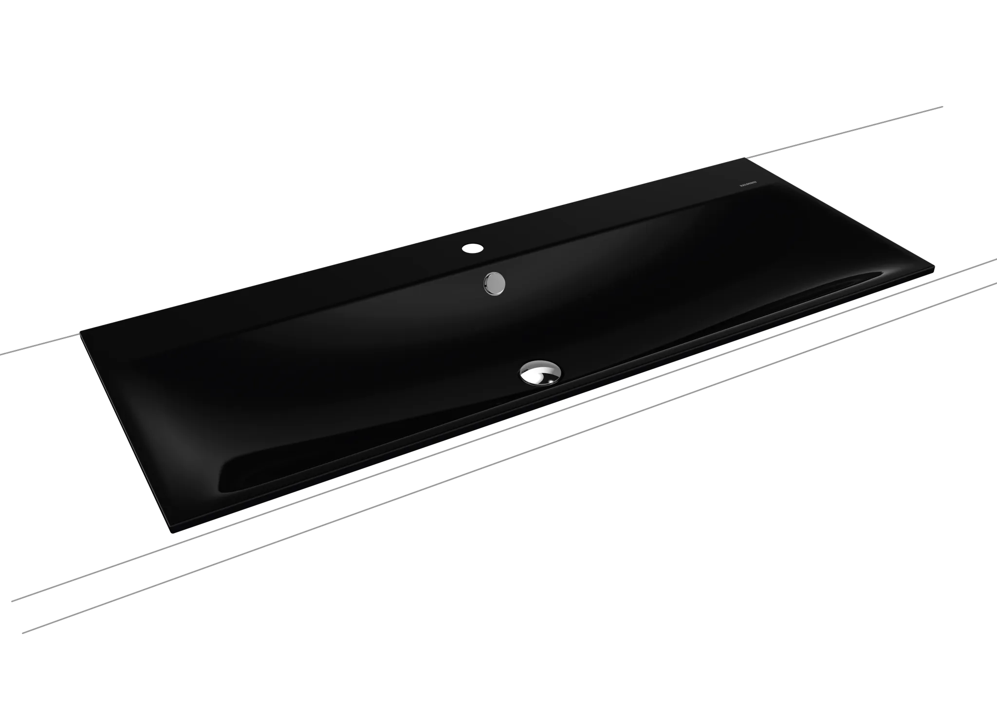 Doppelwaschtisch „Silenio“ 120 × 46 cm, ohne Hahnlochbohrung in schwarz