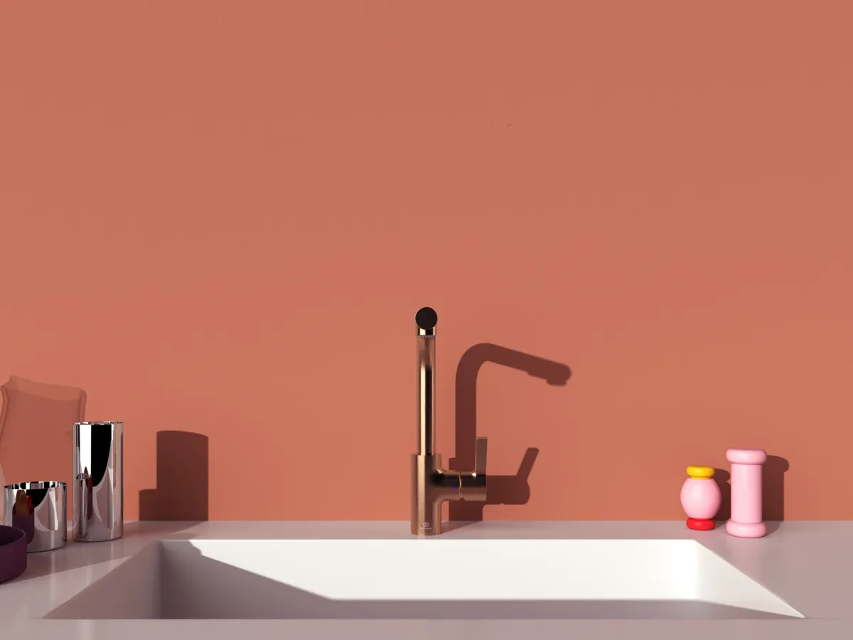 Küchenarmatur Gusto Ausladung 235mm L-Auslauf 2F-Brause Brushed Gold Küchenarmatur Gusto Ausladung 235mm L-Auslauf 2F-Brause Brushed Gold