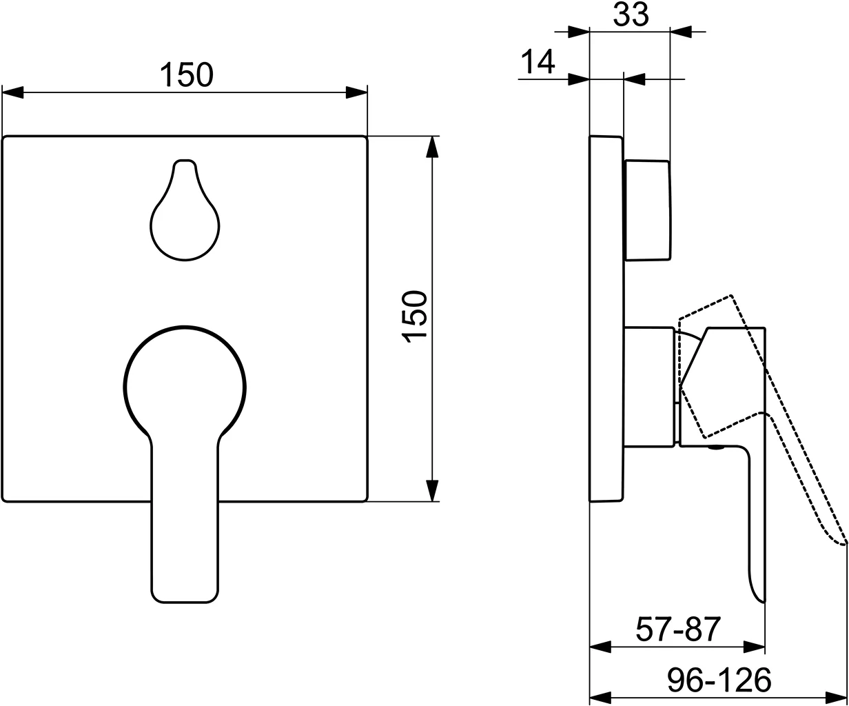 HansaLIGNA Wannen- und Brausearmatur Einhebelmischer Fertigmontageset für Wanne/Brause HansaLIGNA 8385 Rosette eckig Chrom