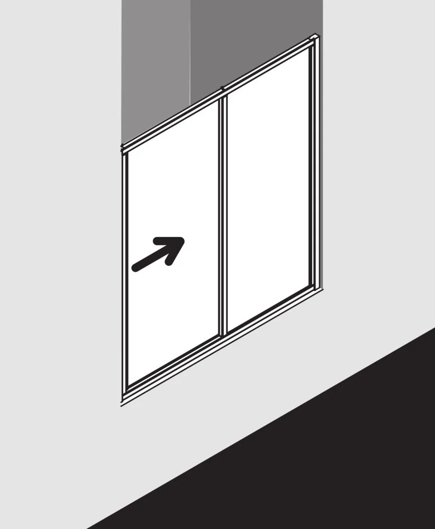 Kermi Duschtür Gleittür 2-teilig mit Festfeld „IBIZA 2000“ 185 cm Glas SR Opaco, Profile Weiß (RAL 9016), Anschlag links und rechts, Schiebetür zweiteilig