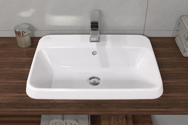Villeroy & Boch Einbauwaschtisch „Architectura“ mit 1×1 Hahnlochbohrung, 600 × 450 × 170 mm, mit Hahnlochbohrung, Hahnlochposition mittig in Weiß Alpin Villeroy & Boch Einbauwaschtisch „Architectura“ mit 1×1 Hahnlochbohrung, 600 × 450 × 170 mm, mit Hahnlochbohrung, Hahnlochposition mittig in Weiß Alpin