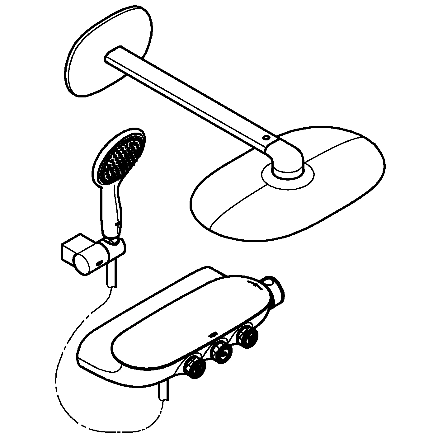 Duschsystem Rainshower System SmartControl Duo 360 26443, Brauseboden in moon white, mit Thermostatbatterie, Auf-/Unterputz Kombination, chrom/moon white