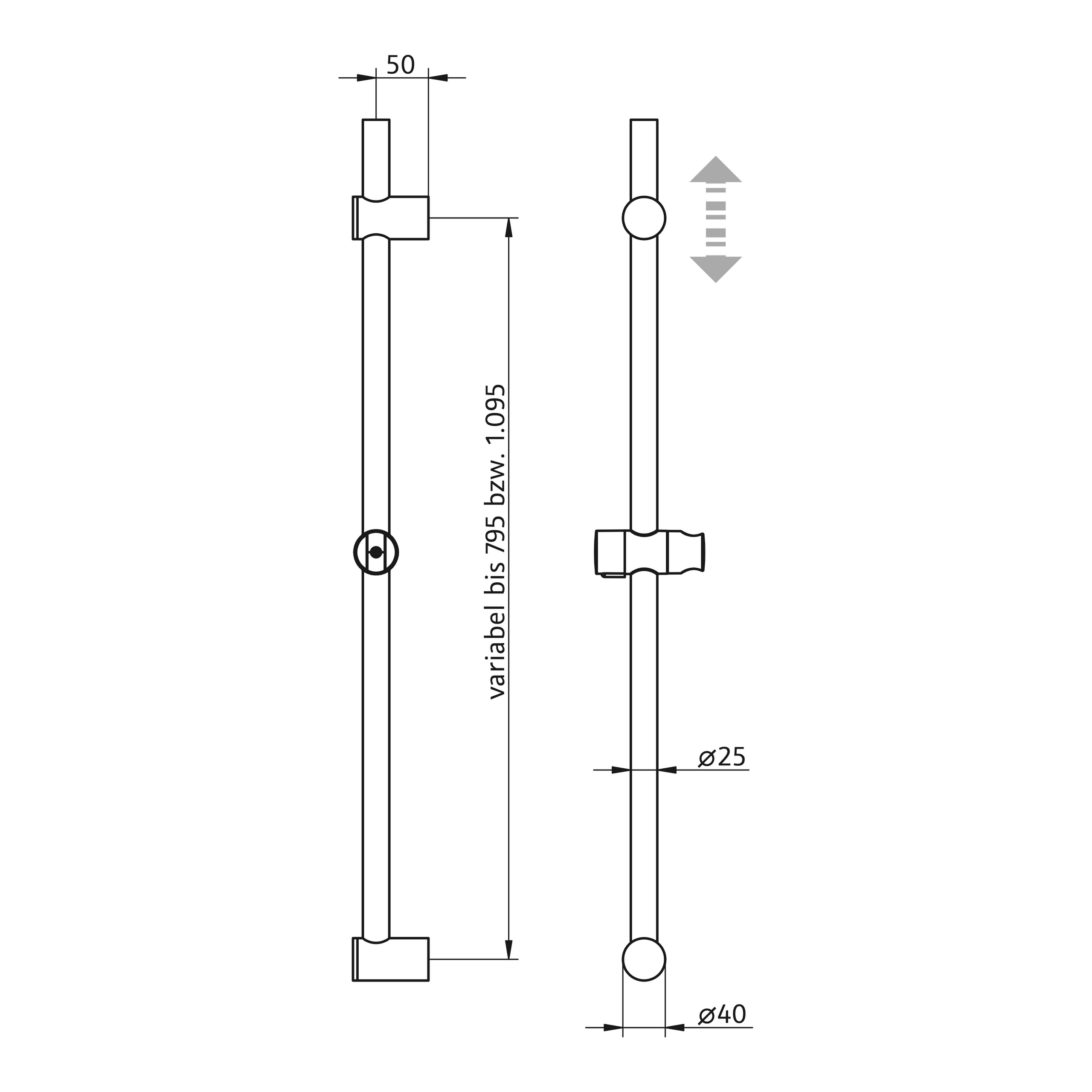 HSK Brausestange ⌀ 2,5 cm in chrom HSK Brausestange ⌀ 2,5 cm in chrom