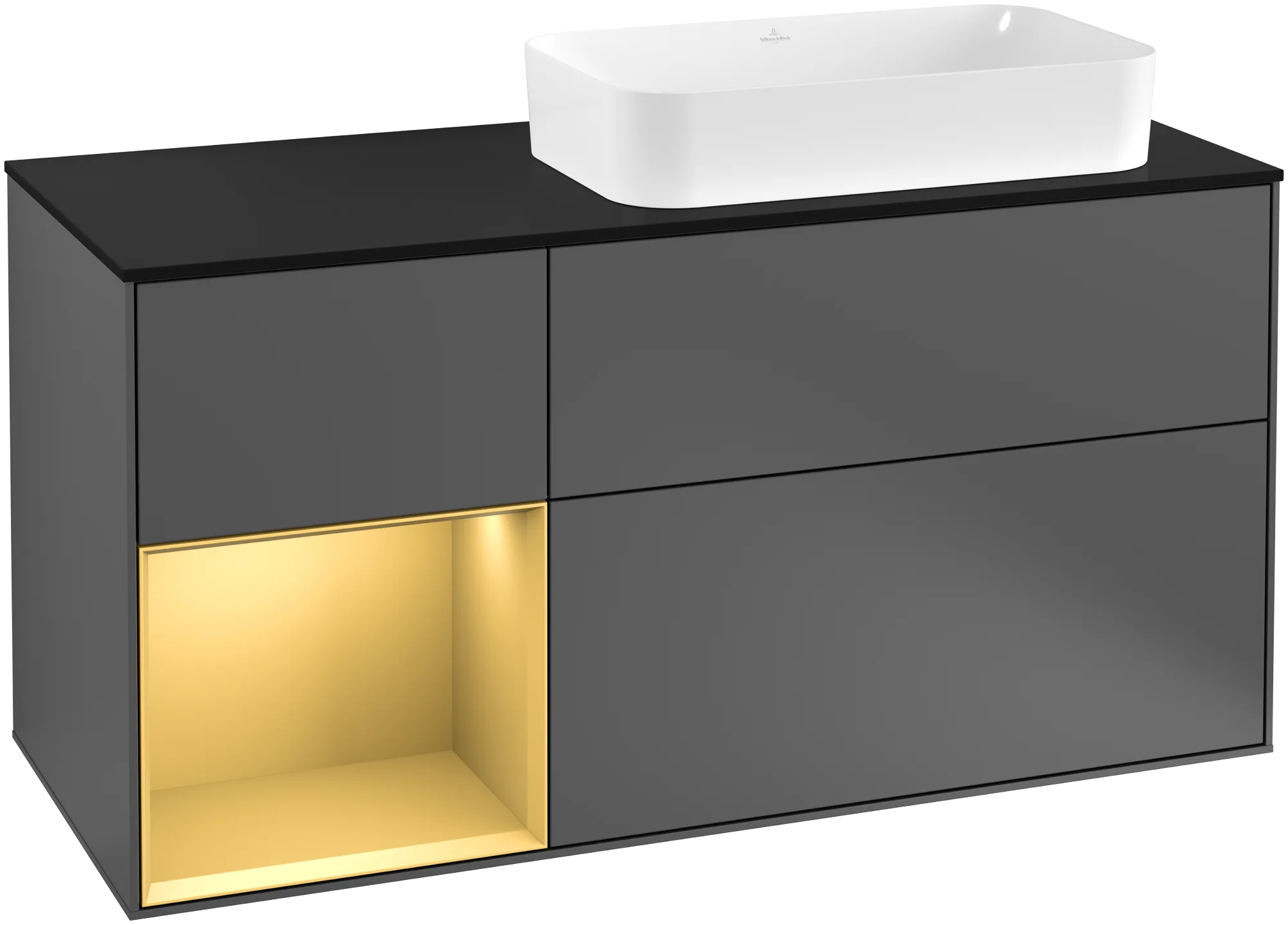Villeroy & Boch Finion Waschbeckenunterschrank F27 1200x603x501mm Anthrazit Matt Lack / Gold Matt Lack