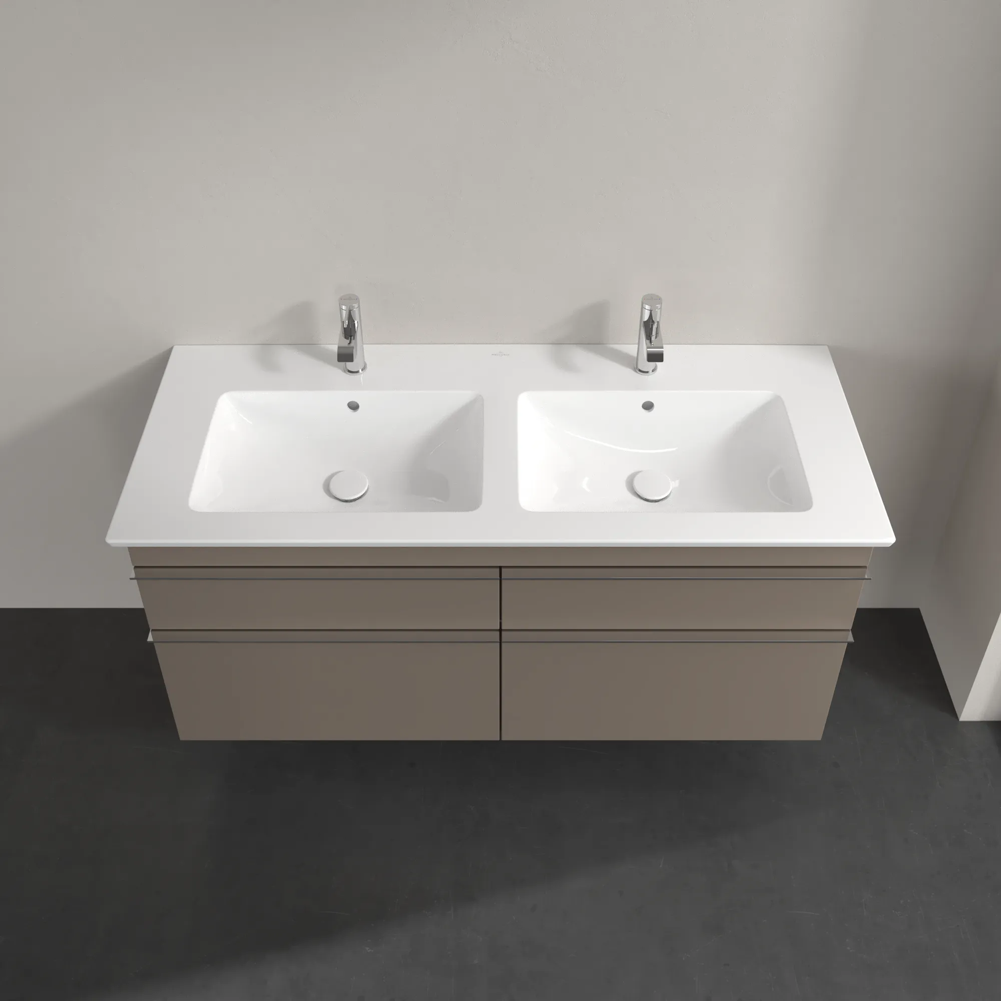 Villeroy & Boch Waschtischunterschrank „Venticello“ für Schrank-Doppelwaschtisch 1253 × 590 × 502 mm Taupe, für links und rechts