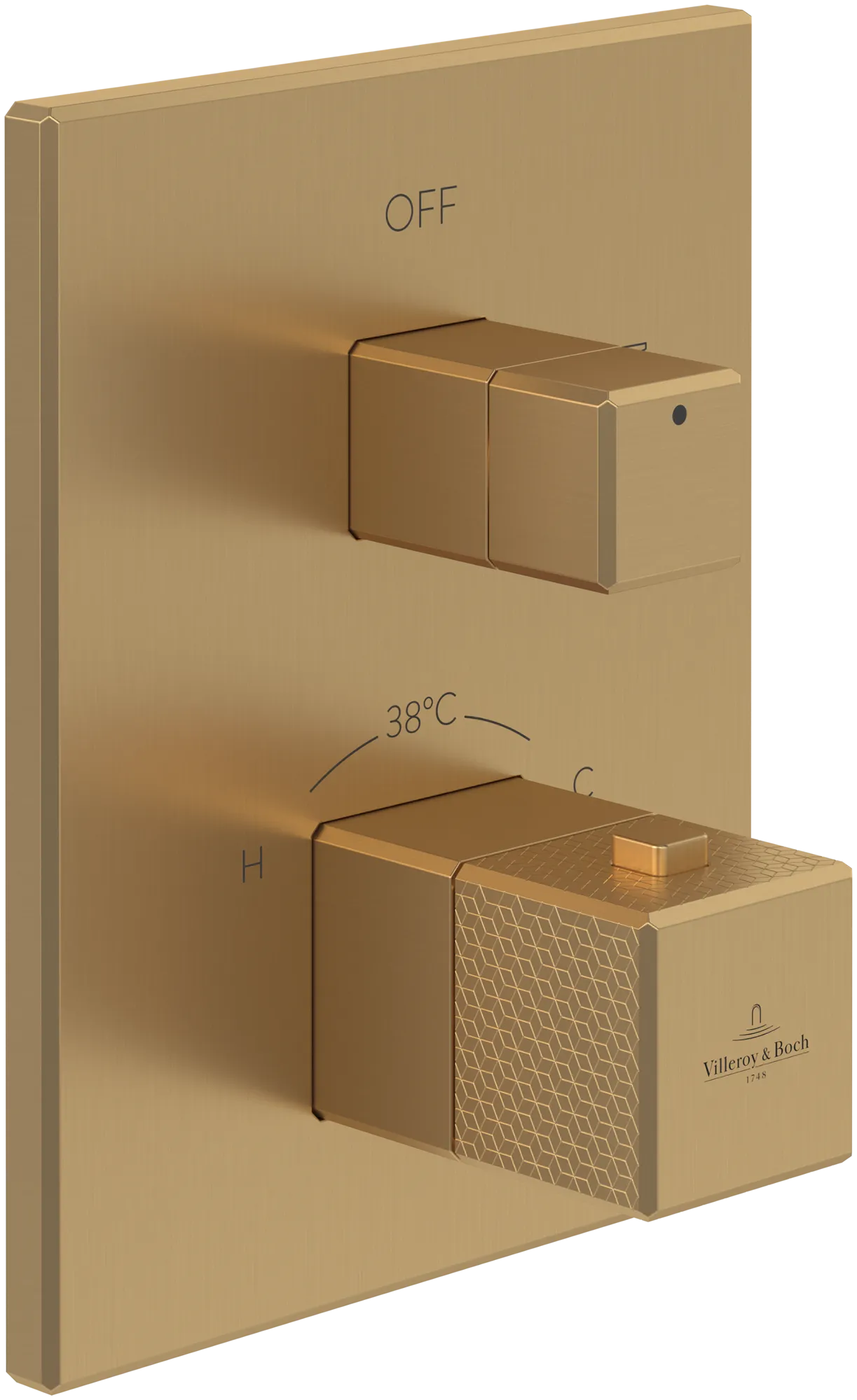 Villeroy & Boch Unterputz-Thermostat Mettlach, Brushed Gold, 190x150x129 mm, Einwege-Mengenregulierung Villeroy & Boch Unterputz-Thermostat Mettlach, Brushed Gold, 190x150x129 mm, Einwege-Mengenregulierung