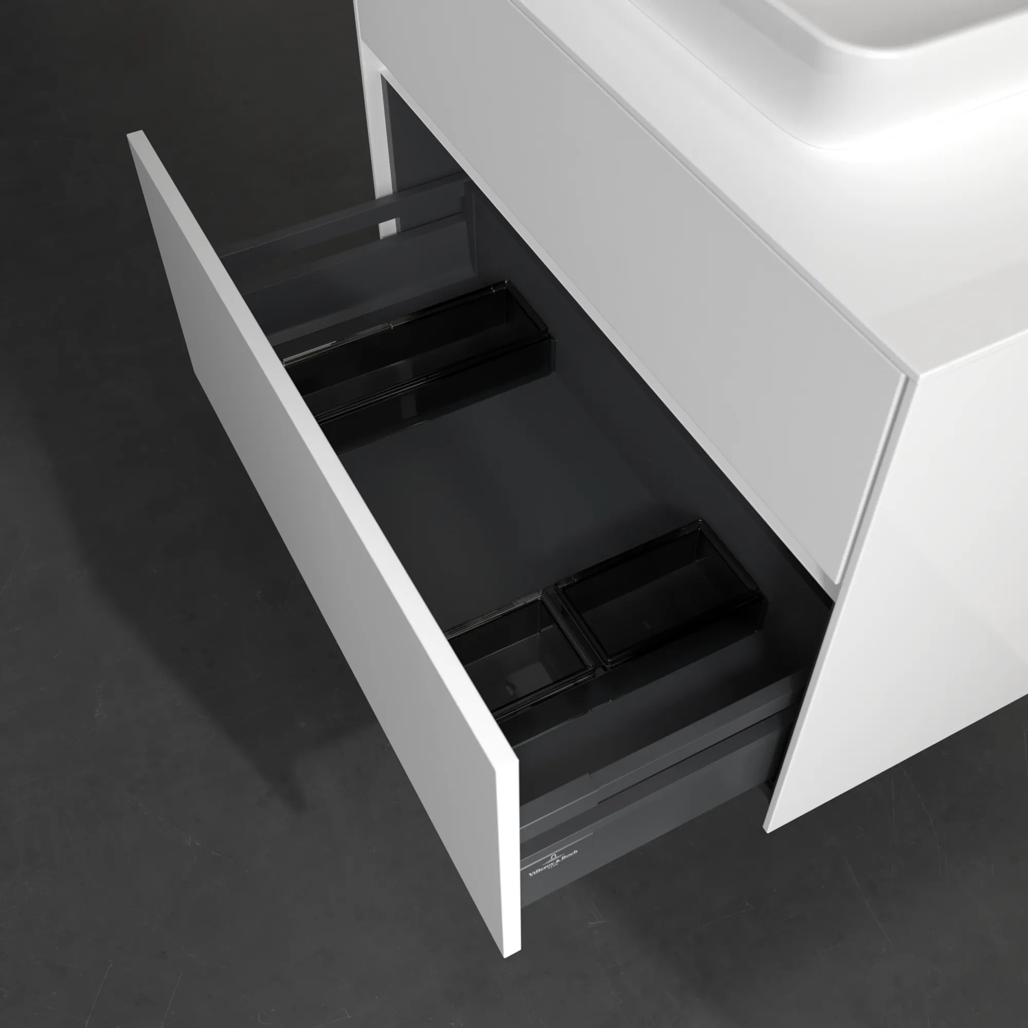 Villeroy & Boch Waschtischunterschrank „Collaro“ 800 × 548 × 500 mm Glossy White, mit Beleuchtung, für Becken mittig