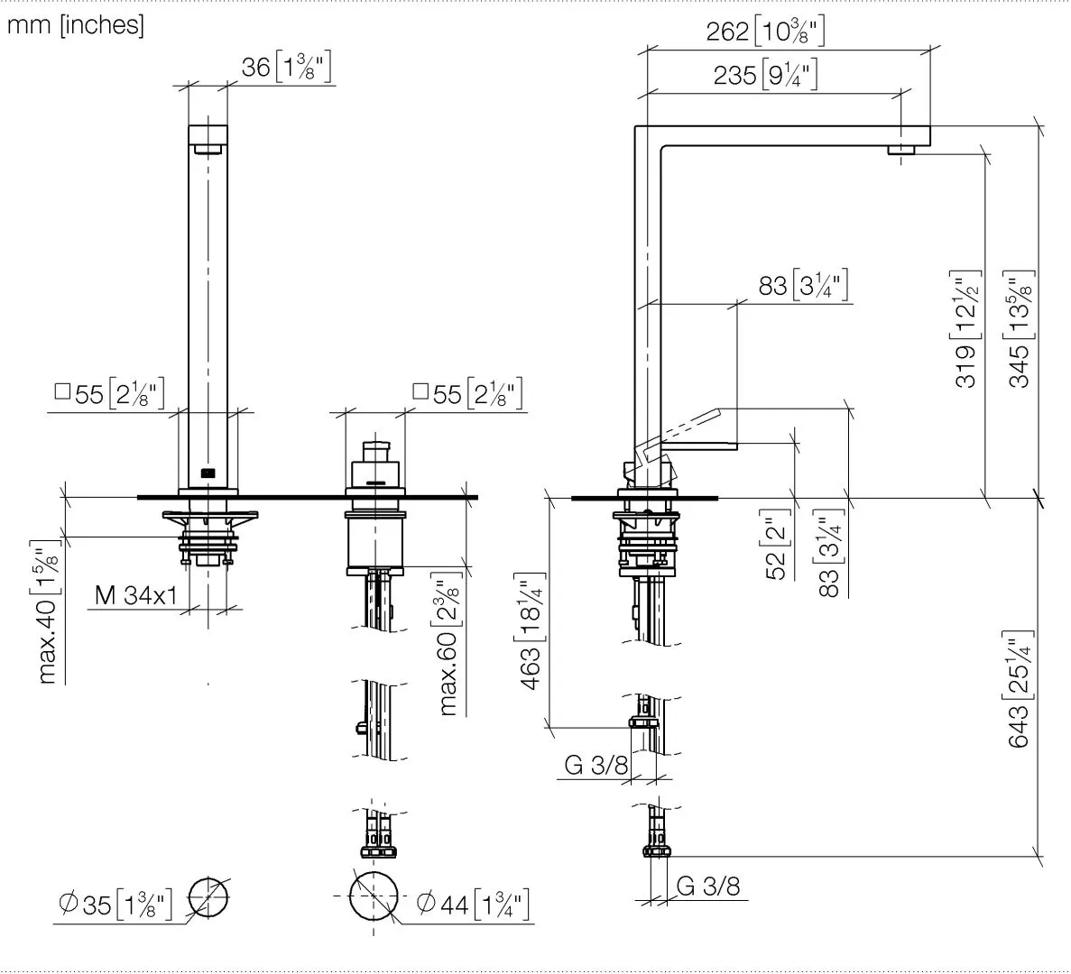 Dornbracht LOT Zweilochbatterie mit Einzelrosetten Platin gebürstet Dornbracht LOT Zweilochbatterie mit Einzelrosetten Platin gebürstet