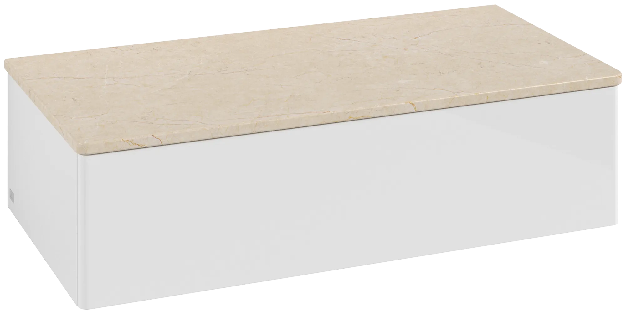 Villeroy & Boch Antao L40 Sideboard, 1000x268x500mm, Glossy White Lacquer / Botticino Villeroy & Boch Antao L40 Sideboard, 1000x268x500mm, Glossy White Lacquer / Botticino