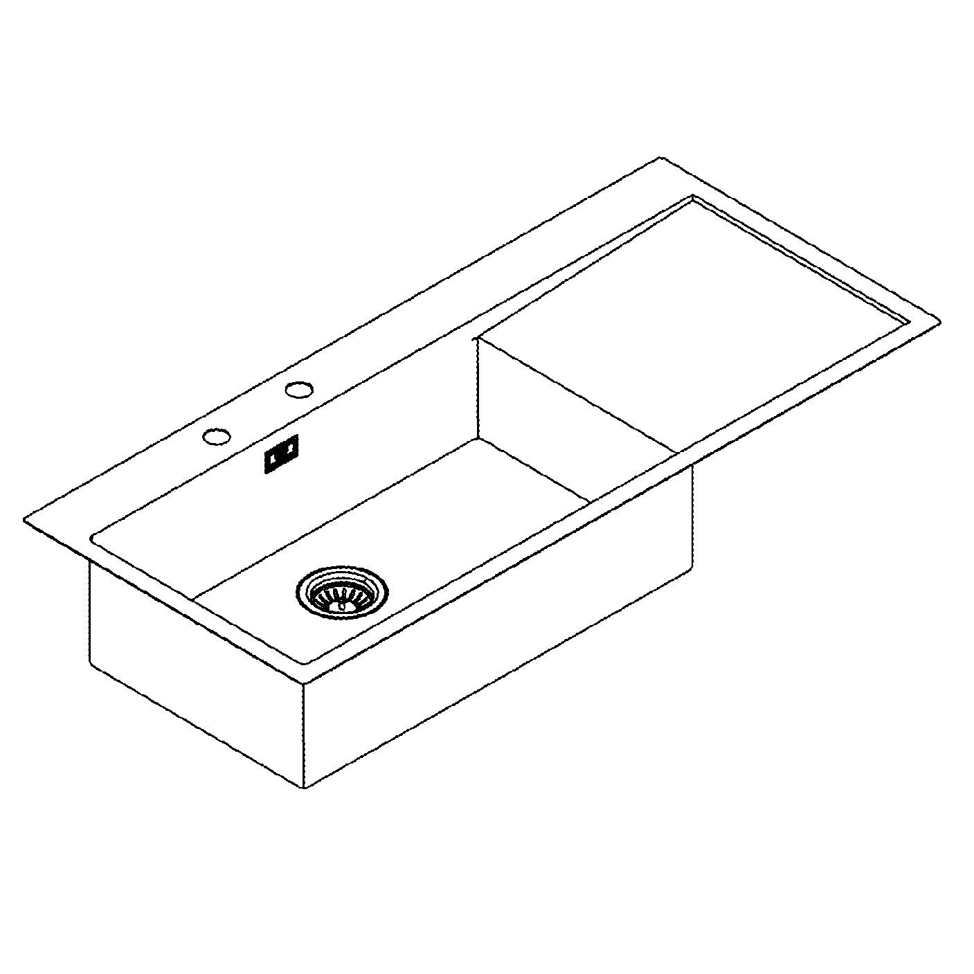 Edelstahlspüle K1000 31581_1, mit Abtropffläche, Modell: K1000 80-S 116/52 1.0 lh, Montageart: aufliegend oder flächenbündig, Maße: 1160 x 520 mm, 1 Becken: 710 x 400 mm, links einbaubar, edelstahl