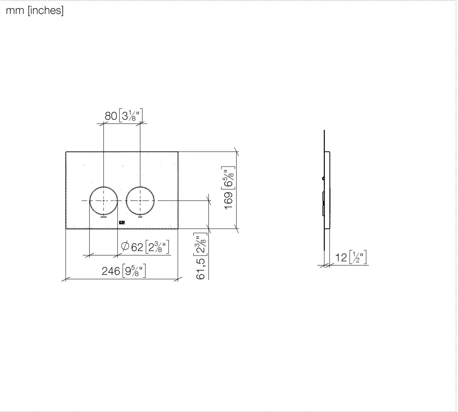 Dornbracht Betätigungsplatte SERIENSPEZIFISCH Dark Bronze gebürstet PVD, 169 x 246 x 12 mm, mechanische Spülauslösung für Geberit Sigma ab 2001