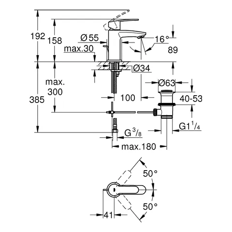 Einhand-Waschtischbatterie Eurostyle Cosmopolitan 23037_2, S-Size, Einlochmontage, Zugstangen-Ablaufgarnitur 1 1/4'', chrom Einhand-Waschtischbatterie Eurostyle Cosmopolitan 23037_2, S-Size, Einlochmontage, Zugstangen-Ablaufgarnitur 1 1/4'', chrom