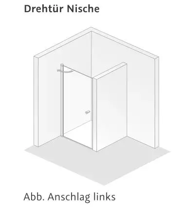 HSK teilgerahmte Drehtür „Exklusiv 2.0“ Glas Perla, Profile Alu Silber-matt, H: 2000 mm