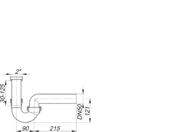Röhren-Siphon 100/0, 2″ x DN 50