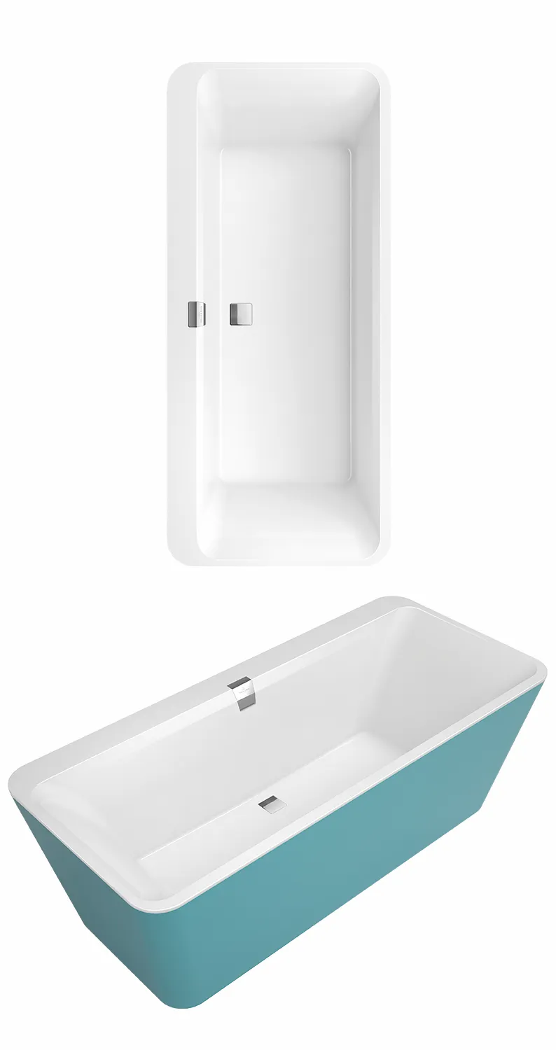 Villeroy & Boch Badewanne „Squaro Edge 12“ inkl. Schürze freistehend rechteck 180 × 80 cm, Mittelablauf in Weiß Alpin / Colour On Demand Villeroy & Boch Badewanne „Squaro Edge 12“ inkl. Schürze freistehend rechteck 180 × 80 cm, Mittelablauf in Weiß Alpin / Colour On Demand