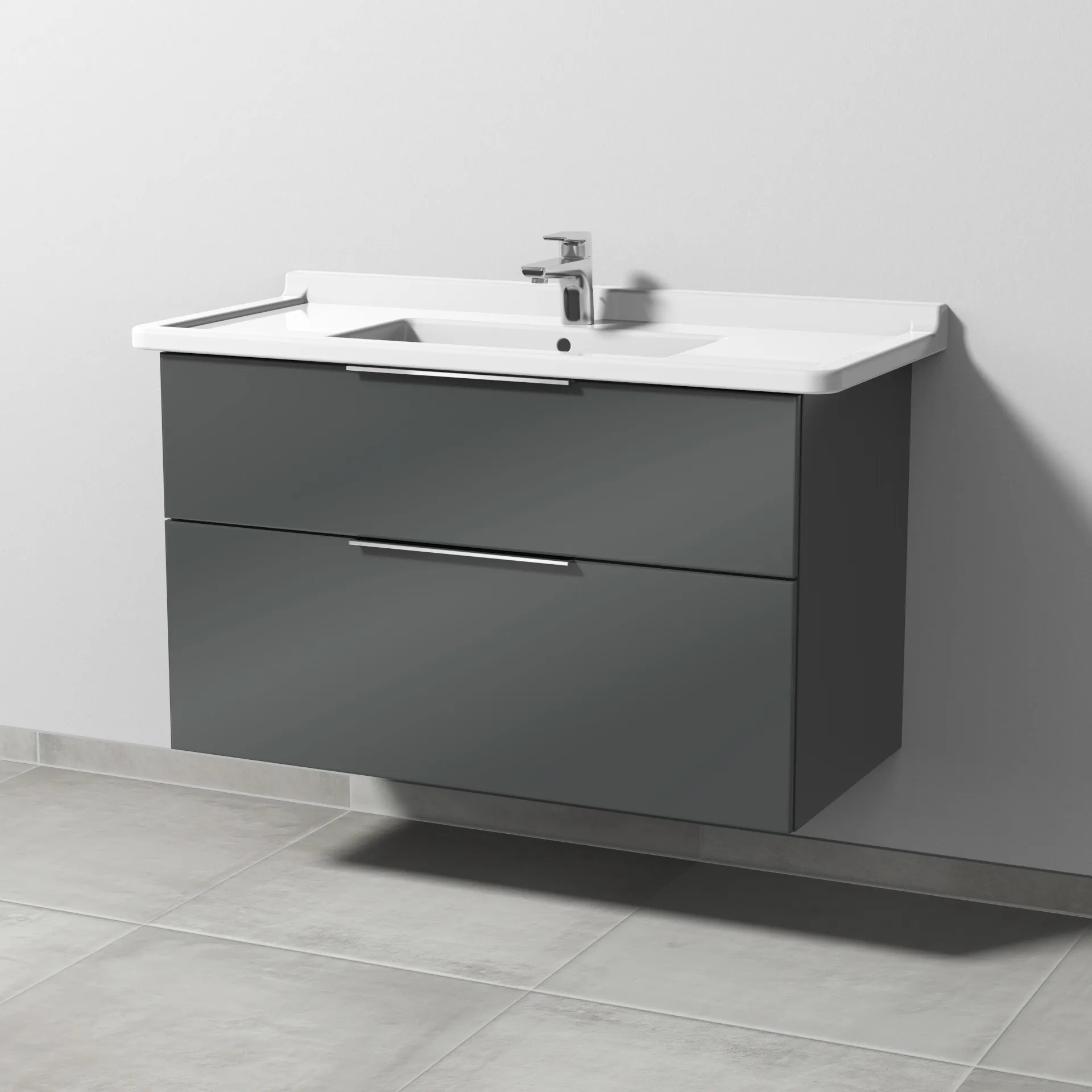 Sanipa Waschtischunterschrank „3way“ 950 × 593 × 467 mm in Anthrazit (glanz) Sanipa Waschtischunterschrank „3way“ 950 × 593 × 467 mm in Anthrazit (glanz)