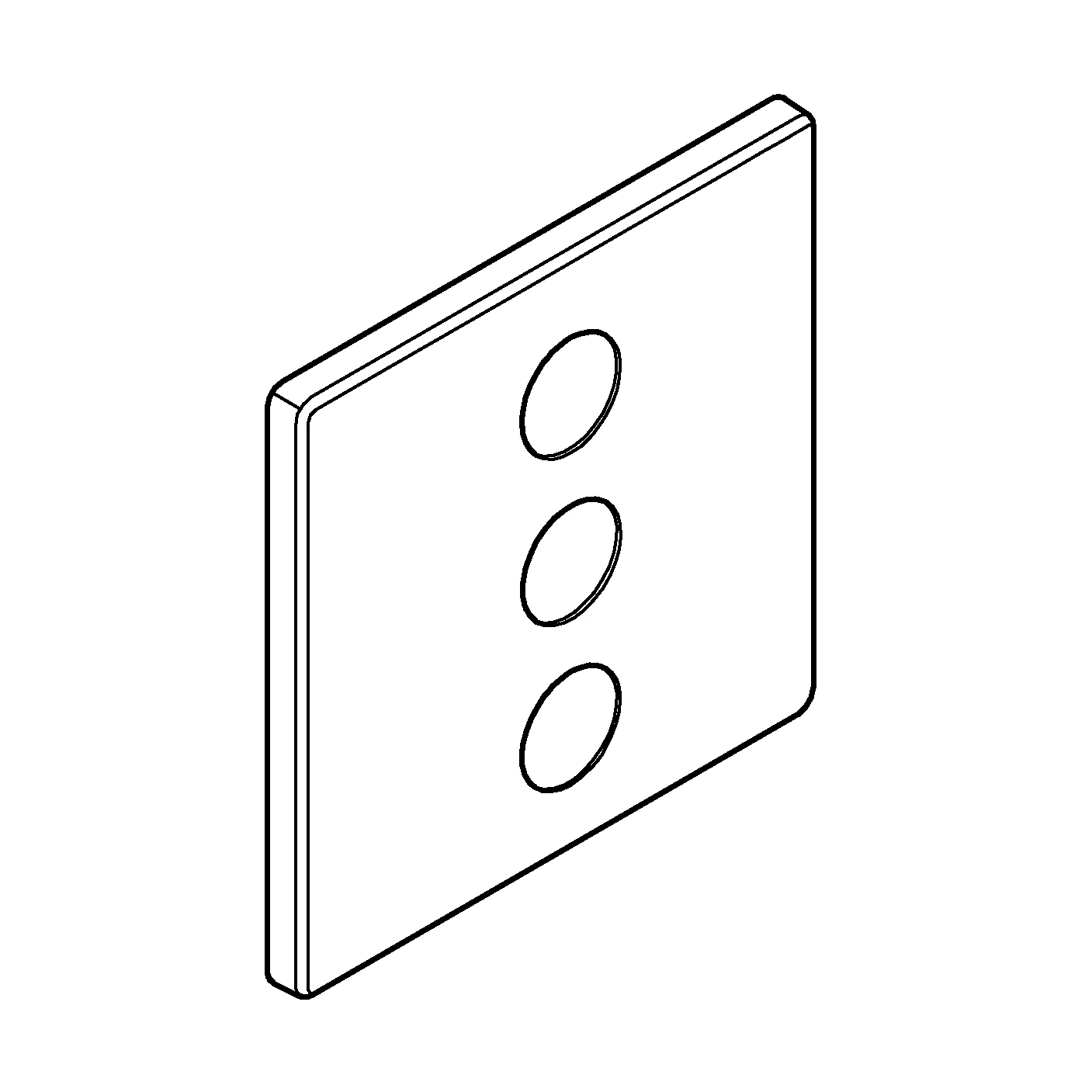 Rosette 48368, eckig, für SmartControl Unterputz, für 3-fach Unterputzventil Fertigmontageset, chrom