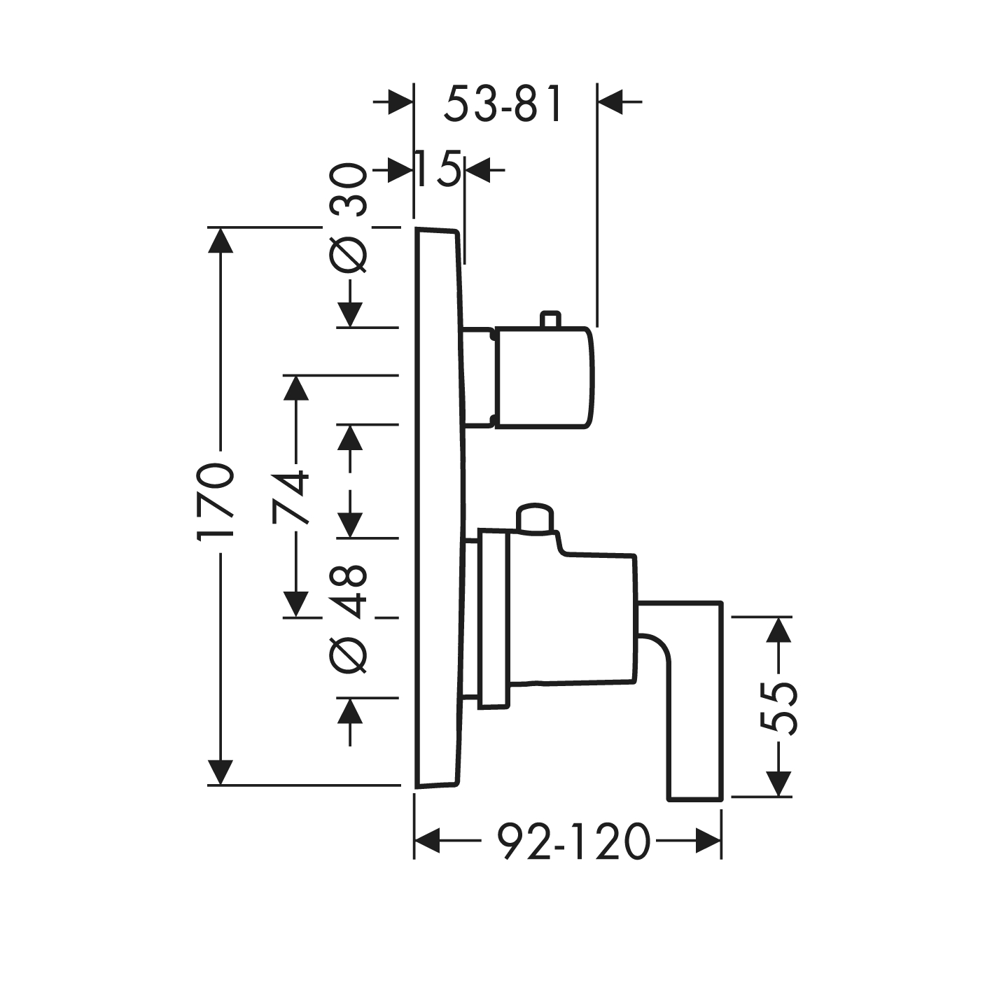 Thermostat Unterputz Axor Citterio F-Set chrom m.Absperrventil/Hebelgriff