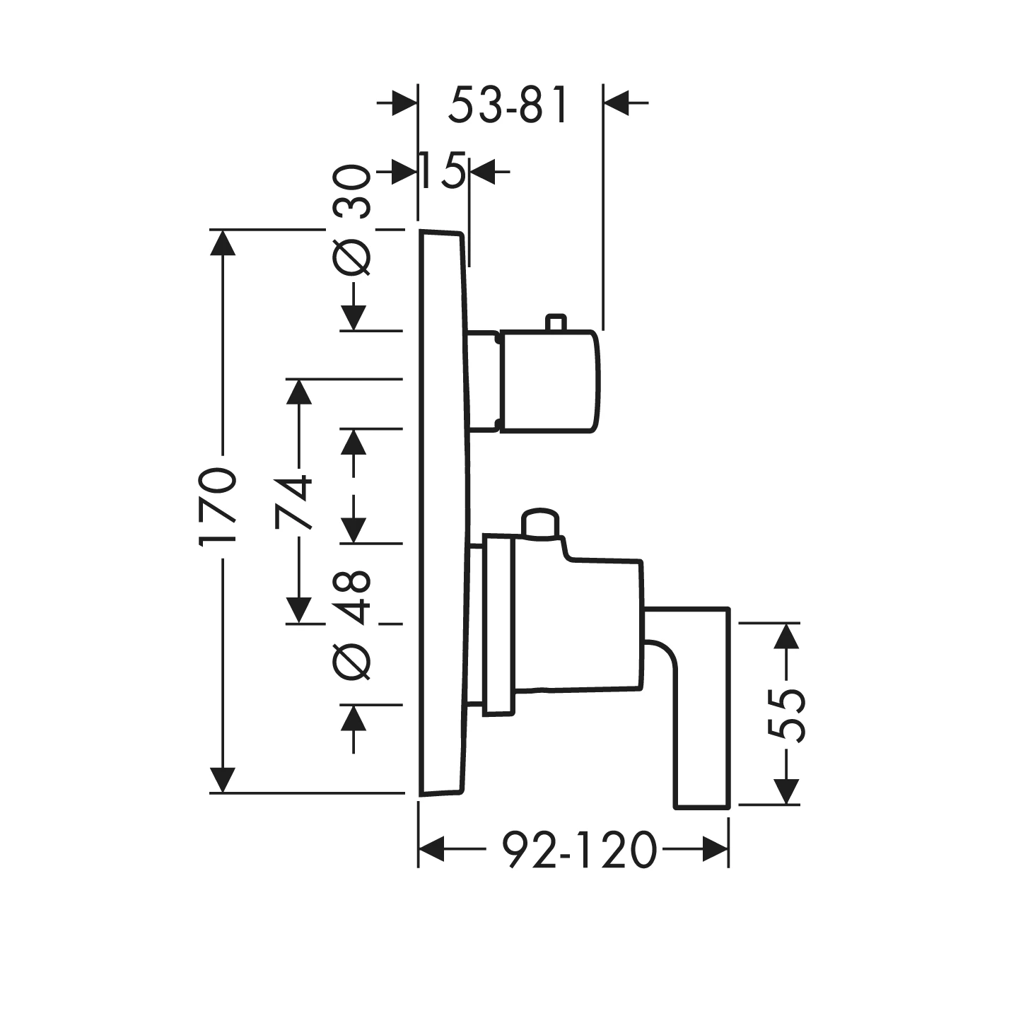 Thermostat Unterputz Axor Citterio F-Set chrom m.Absperrventil/Hebelgriff