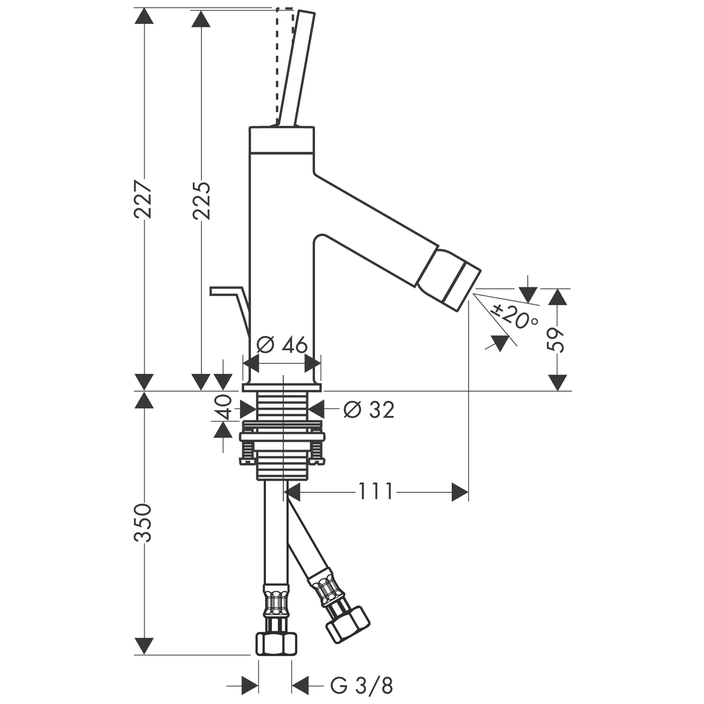 Bidetmischer Axor Starck chrom