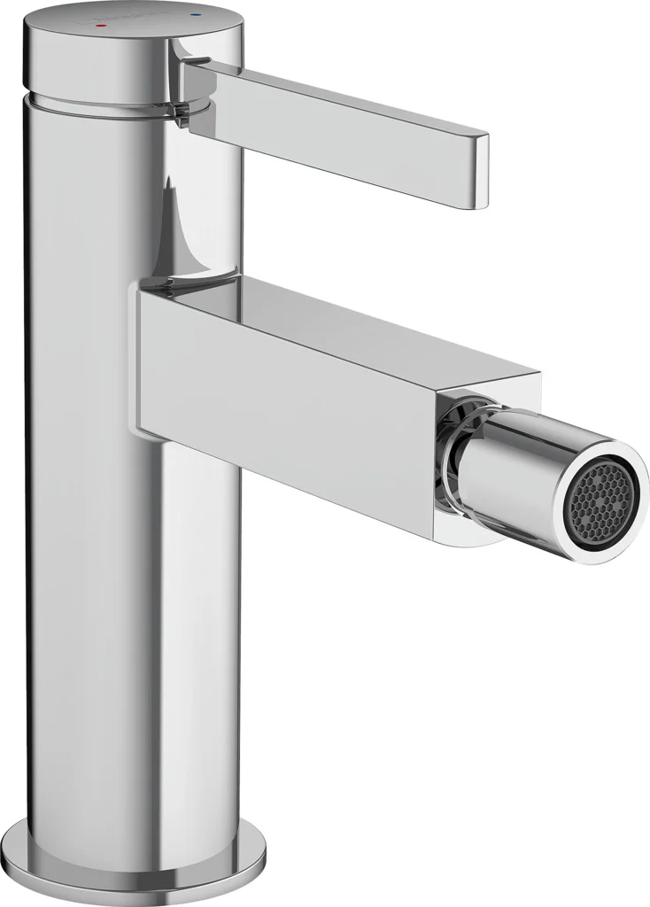 Hansgrohe Finoris Bidetmischer, Chrom, Einhebel-Bedienung, Push-Open Ablaufgarnitur, Ausladung 129 mm, Auslaufhöhe 99 mm Hansgrohe Finoris Bidetmischer, Chrom, Einhebel-Bedienung, Push-Open Ablaufgarnitur, Ausladung 129 mm, Auslaufhöhe 99 mm
