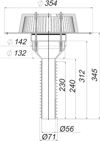 Sanierungs-Dachablauf 63 T FPO-PP, DN 70