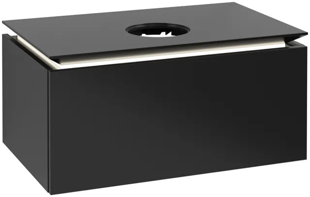 Villeroy & Boch Waschtischunterschrank „Legato“ für Schrankwaschtisch 800 × 380 × 500 mm Black Matt Lacquer, für Becken mittig