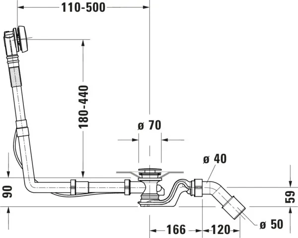 Duravit Ab- und Überlaufgarnitur für Badewannen Modell 792208 Duravit Ab- und Überlaufgarnitur für Badewannen Modell 792208