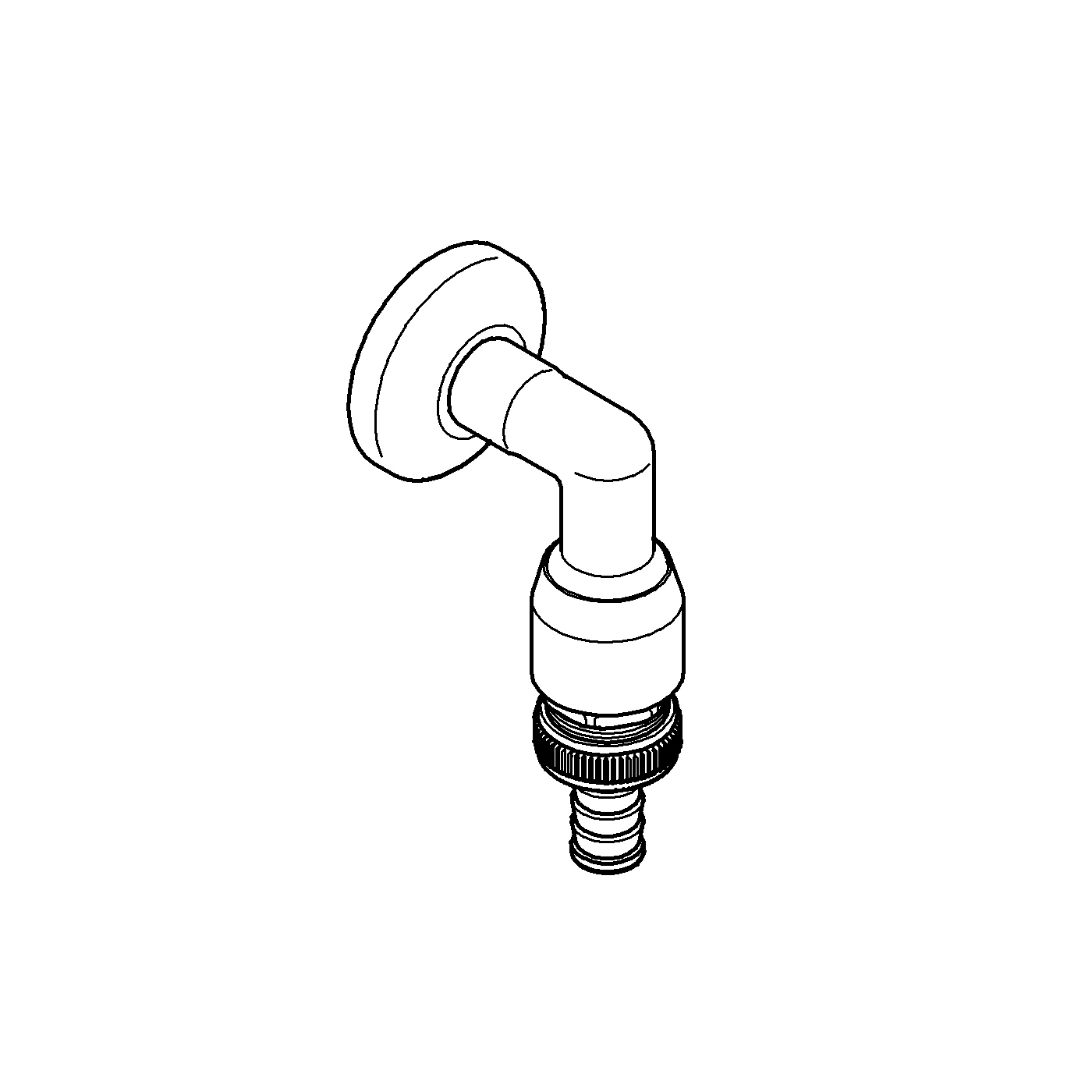 Original WAS Schlauchanschlussbogen 41126, DN 15, Wandmontage, Rohrbelüfter Bauform HB, eigensicher, chrom