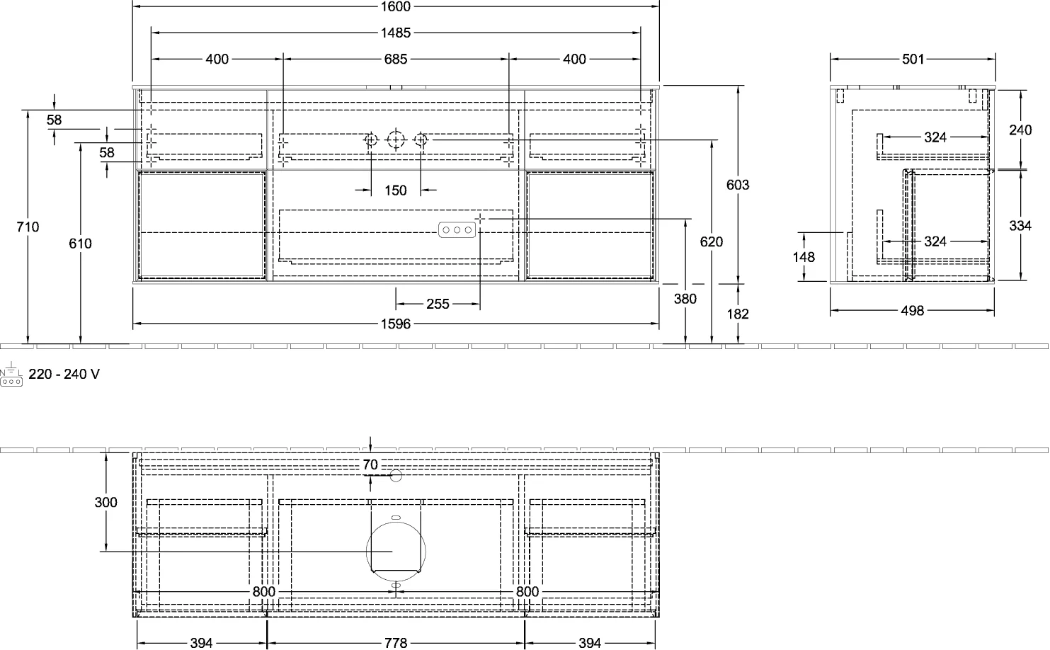 Villeroy & Boch Waschbeckenunterschrank Finion G86, 1600x603x501mm, mit Beleuchtung Villeroy & Boch Waschbeckenunterschrank Finion G86, 1600x603x501mm, mit Beleuchtung