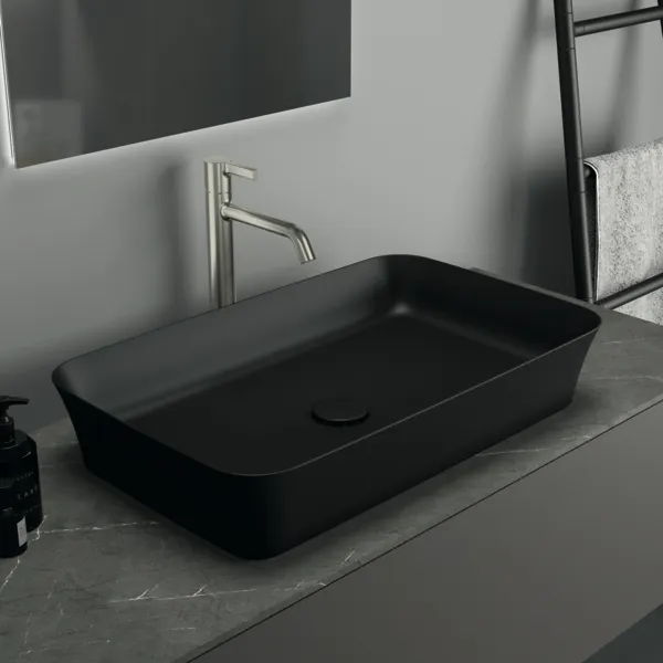 Ideal Standard Schaftventil E2114V3, nicht verschließbar, Schwarz Matt, 72x72x75 mm, für Waschtisch