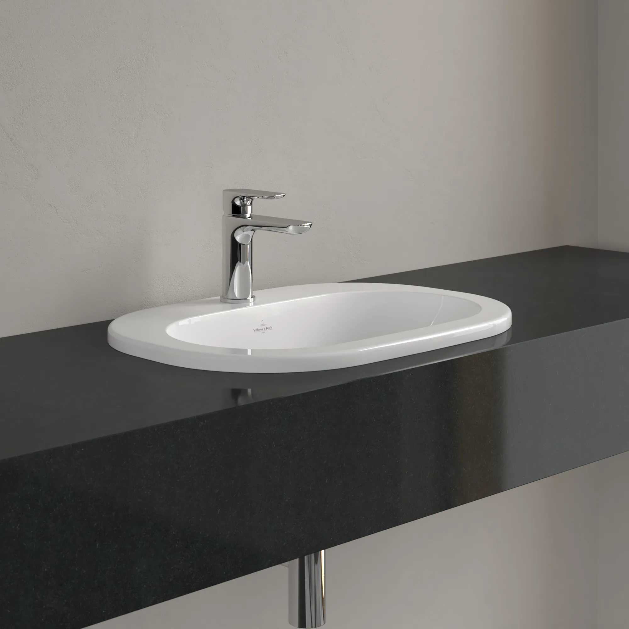 Villeroy & Boch Einbauwaschbecken O.novo, oval, weiß Alpin CeramicPlus, 560 x 405 x 200 mm, 150 mm Innentiefe