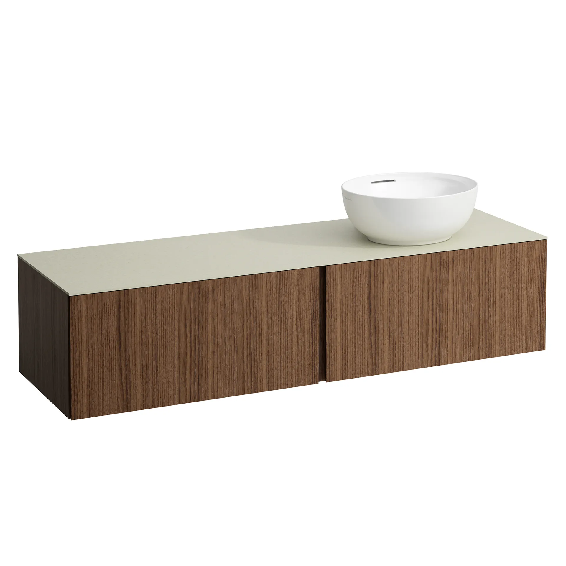 Schubladenelement (Waschtischunterbau+Waschtischplatte) ILBAGNOALESSI 500x1600x370 2 Schubladen integrierte versteckte Griffe seitlich Vollauszug Soft-Close Ausschnitt rechts Calce Avorio Top passend zu Waschtisch H818975/6 H818977/8 Weiß matt