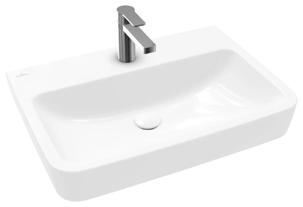 Villeroy & Boch Waschbecken O.novo, Eckig, Weiß Alpin, 175 mm Höhe, 650 x 460 mm, 3-Loch Armatur Villeroy & Boch Waschbecken O.novo, Eckig, Weiß Alpin, 175 mm Höhe, 650 x 460 mm, 3-Loch Armatur