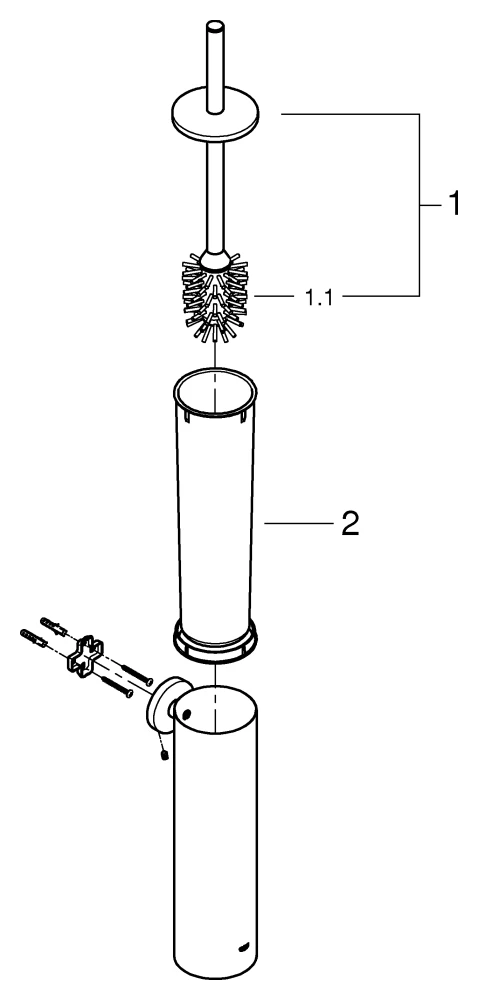 Toilettenbürstenset Essentials 40696, Wandmontage, herausnehmbarer Innenbehälter aus Kunststoff, chrom