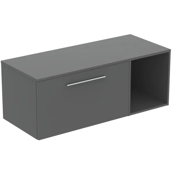 Möbel-Set 120cm i.life B 1 Auszug 1 offenes Fach Griff Chrom Weiß matt