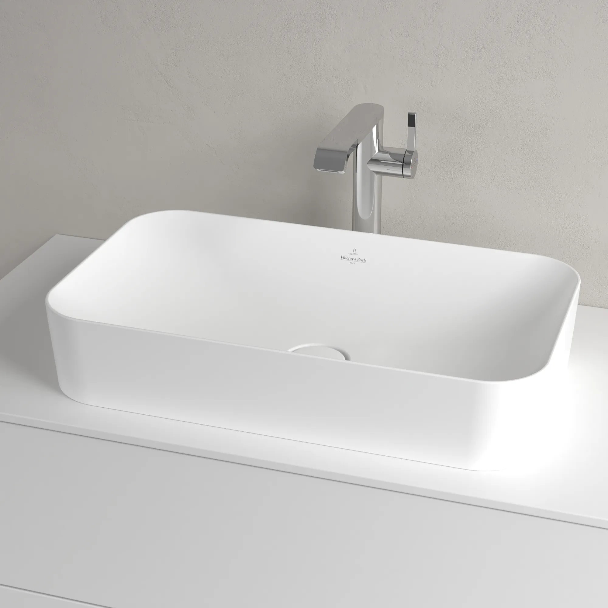 Villeroy & Boch Aufsatzwaschbecken Finion, 600x350x115 mm, Stone White CeramicPlus, matt, TitanCeram, Metropolitan Stil