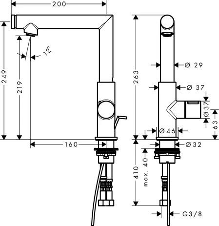 Waschtischmischer 220 Axor Uno Select Schwenkauslauf chrom