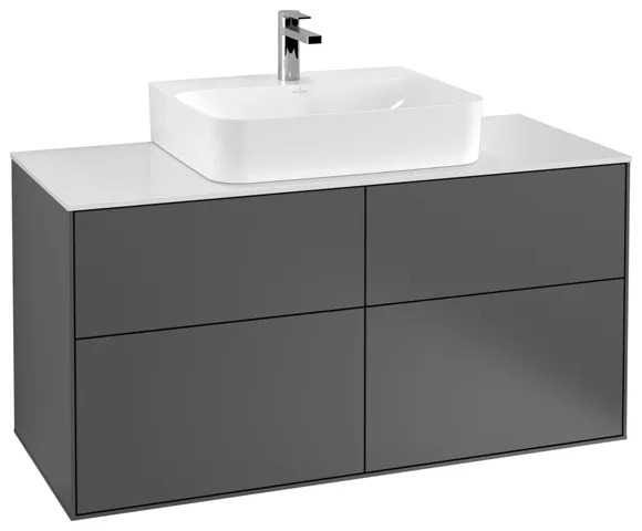 Villeroy & Boch Waschbeckenunterschrank Finion G13, 1200x603x501mm, anthrazit matt lackiert / glass white matt Villeroy & Boch Waschbeckenunterschrank Finion G13, 1200x603x501mm, anthrazit matt lackiert / glass white matt